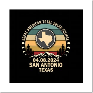 San Antonio Texas Total Solar Eclipse 2024 Posters and Art